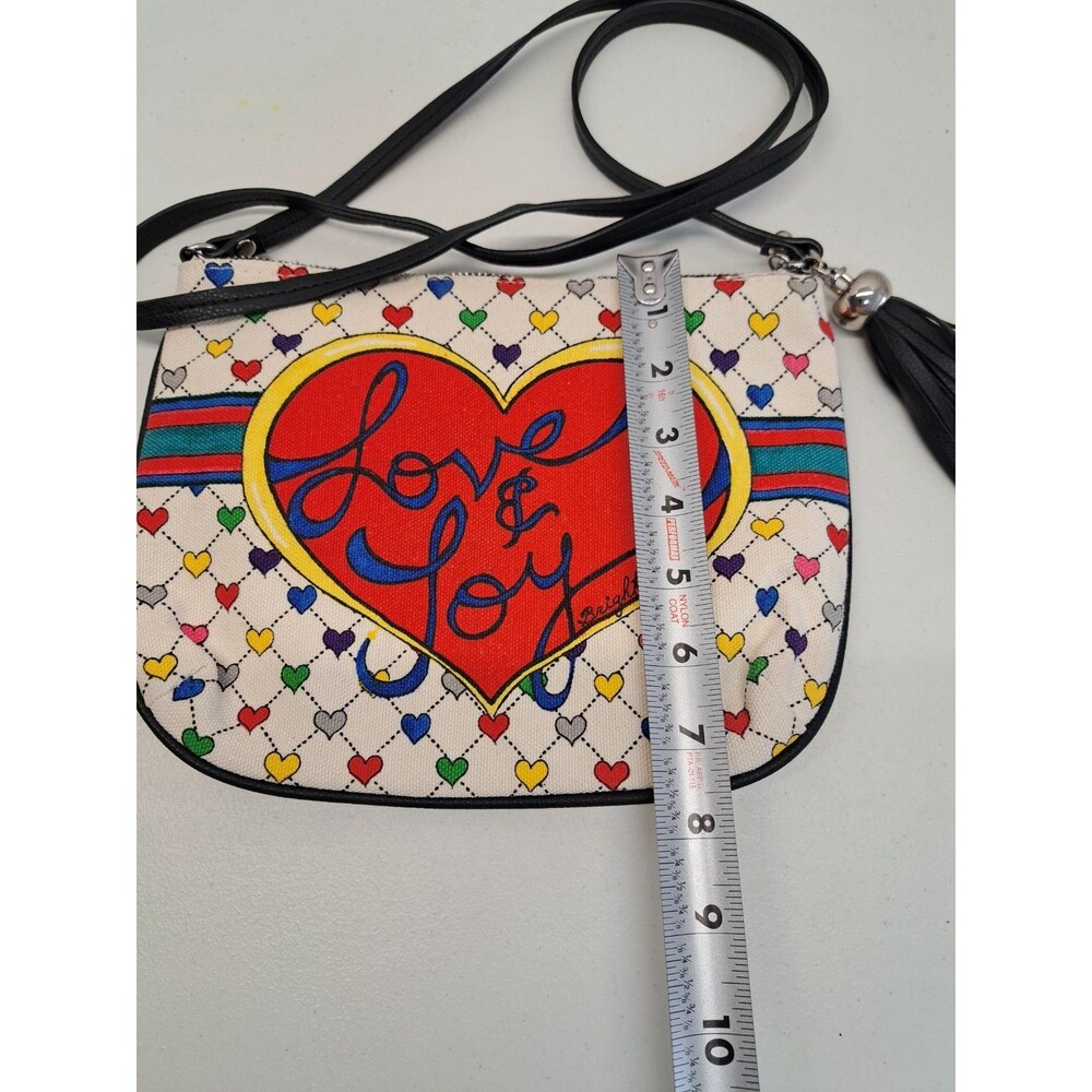 Brighton Crossbody Handbag Love & Joy Canvas Multicolor Bag Zip - Picture 6 of 6